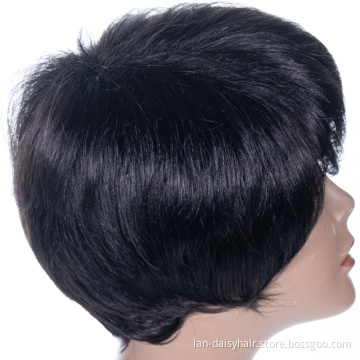Malaysian Virgin Hair Straight  Human Hair Wigs for Black Woman 14 Inches  Cuticle Aligned  Machine Made Bob Wig Short Curl